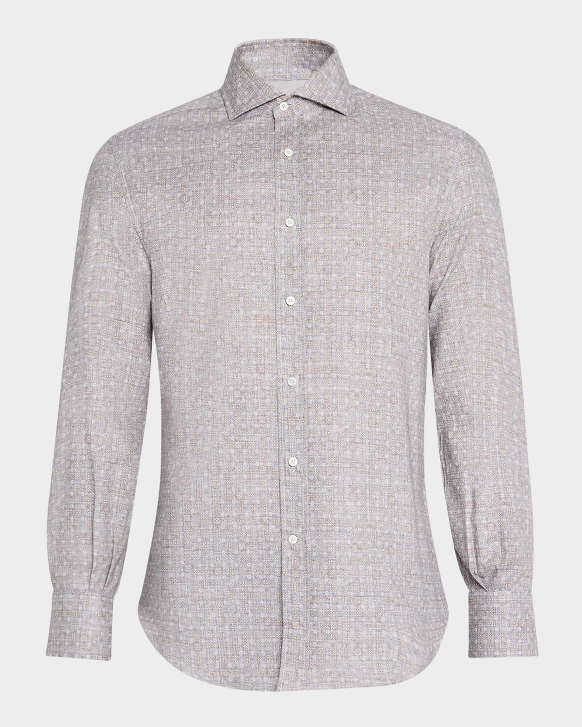 Men's Cotton Floral Casual Button-Down Shirt Product Image