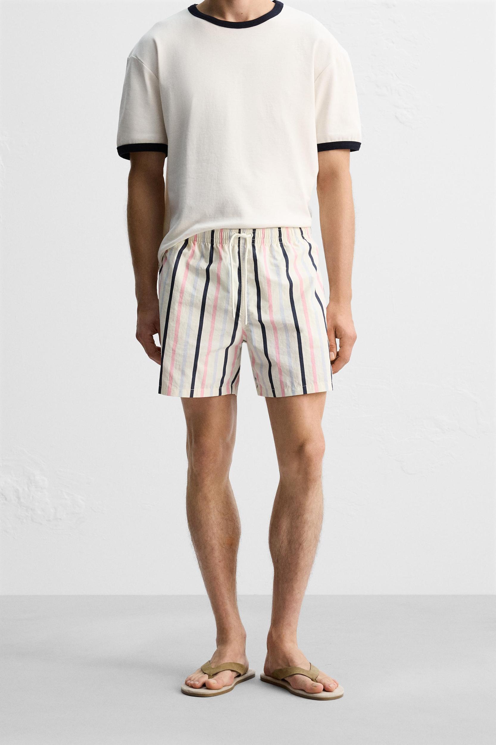 STRIPED PRINT MID-LENGTH SWIMSUIT Product Image