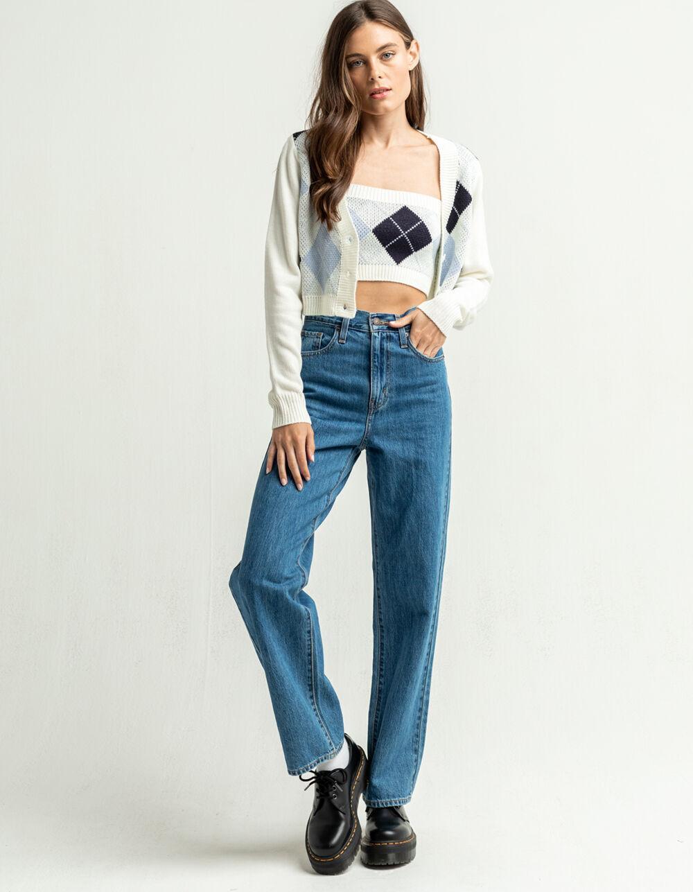 FULL TILT Big Argyle Womens Tube Top - Cream Combo Product Image