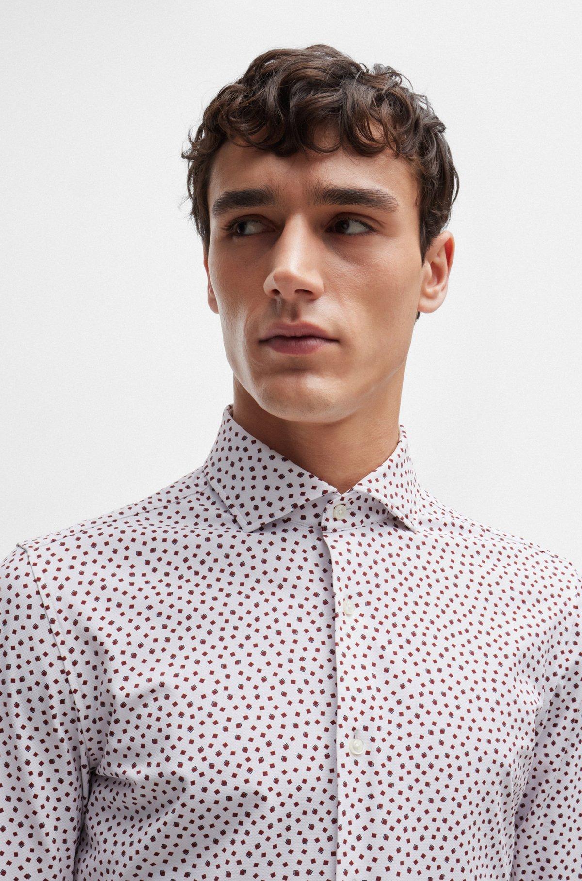 Slim-fit shirt in printed performance-stretch fabric Product Image