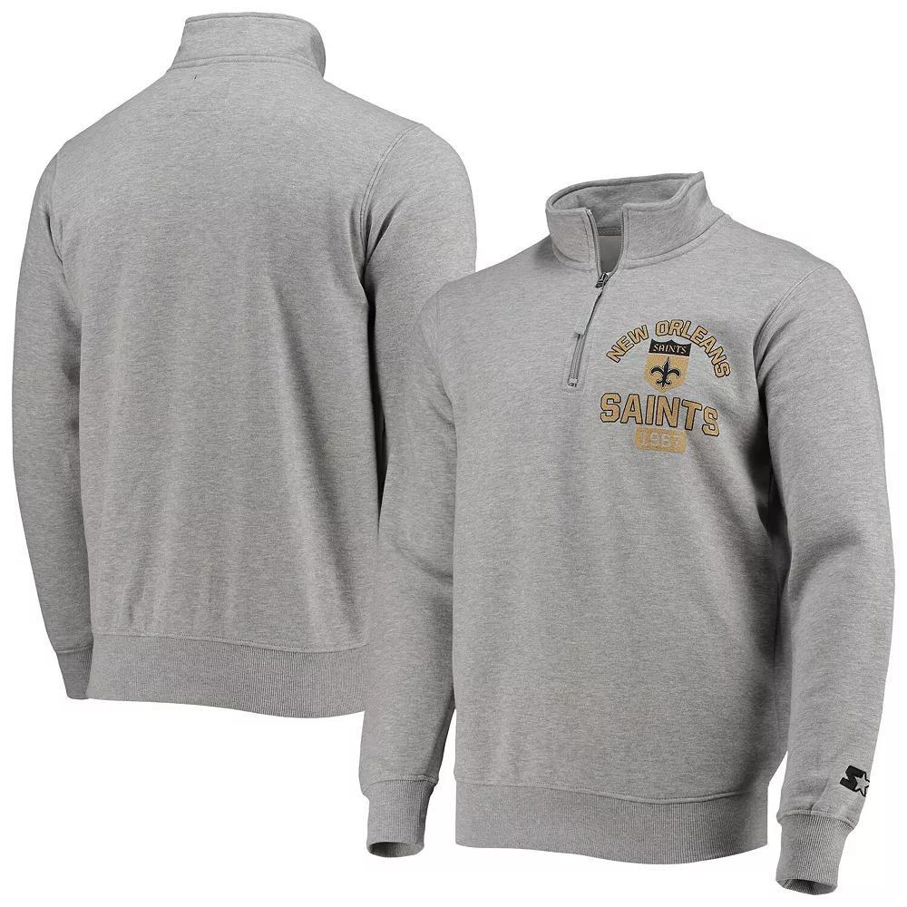 Men's Starter Gray New Orleans Saints Throwback Heisman Quarter-Zip Jacket,  Product Image
