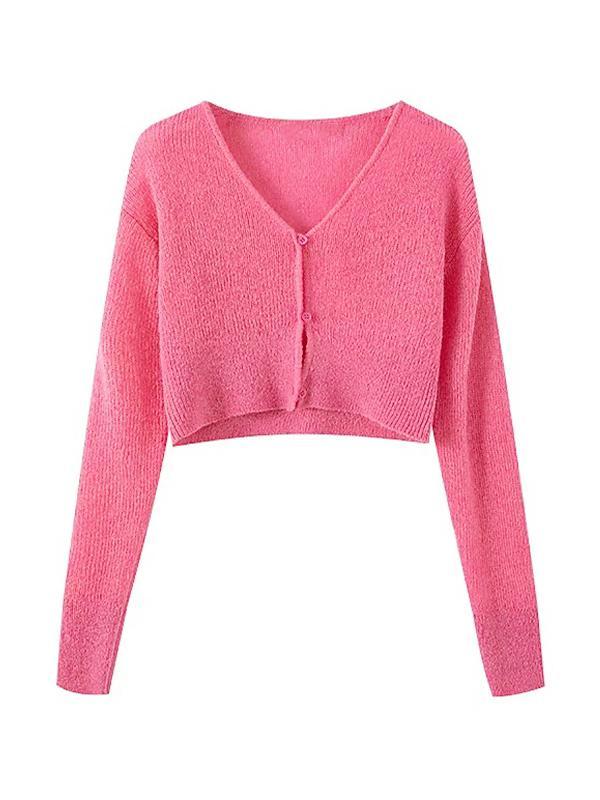 Thin Button Up Cardigan Knit Long Sleeve Tee Product Image