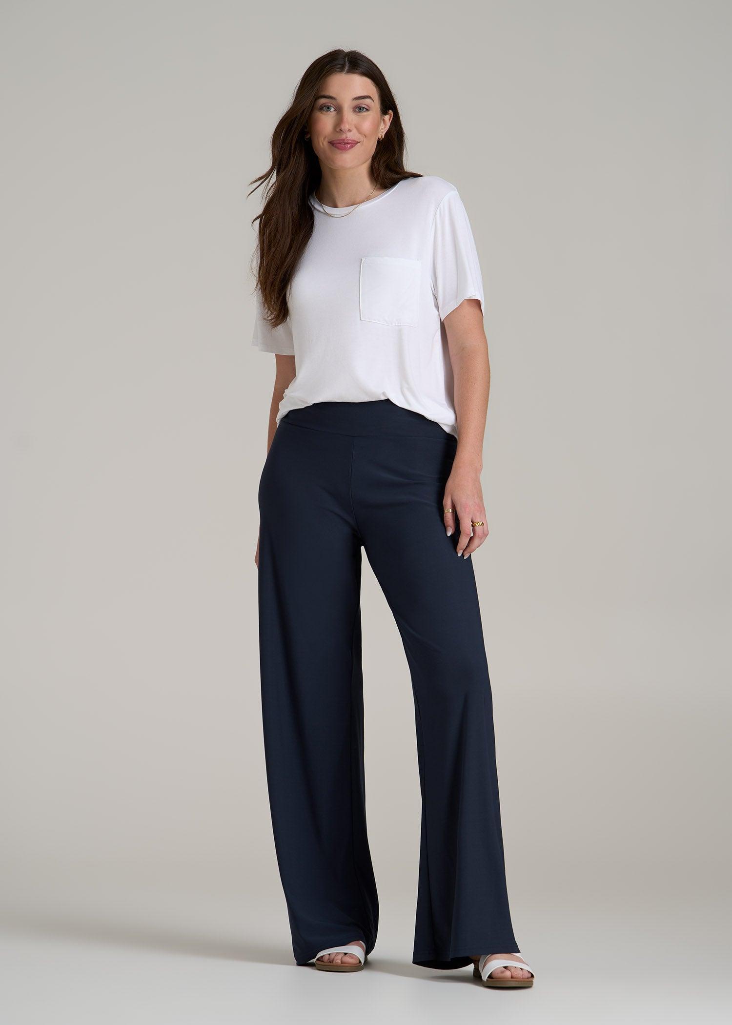 Pull On Breezy Wide Leg Pants for Tall Women in Navy Female Product Image