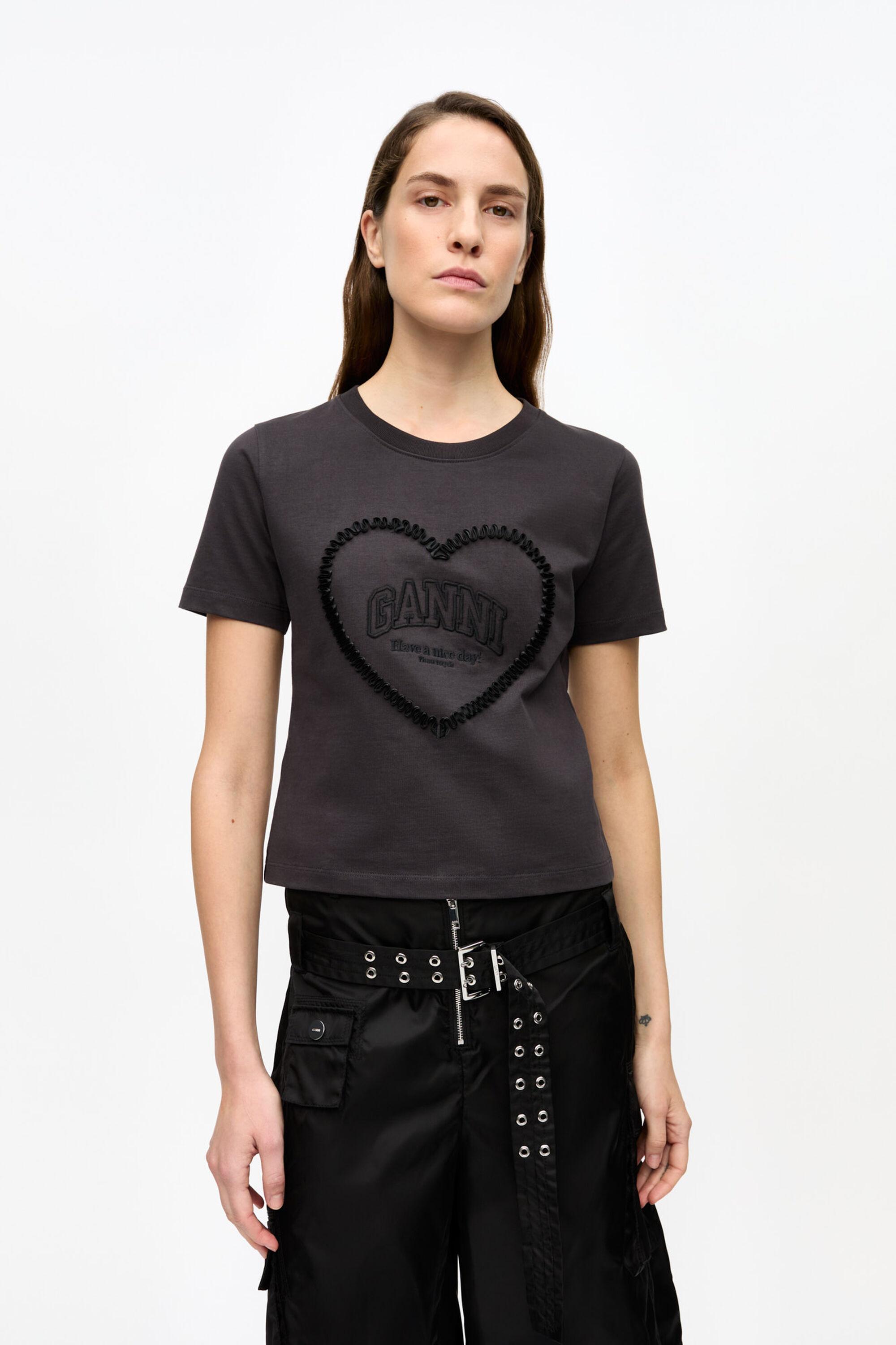 Black Heavy Cotton Heart T-Shirt Product Image