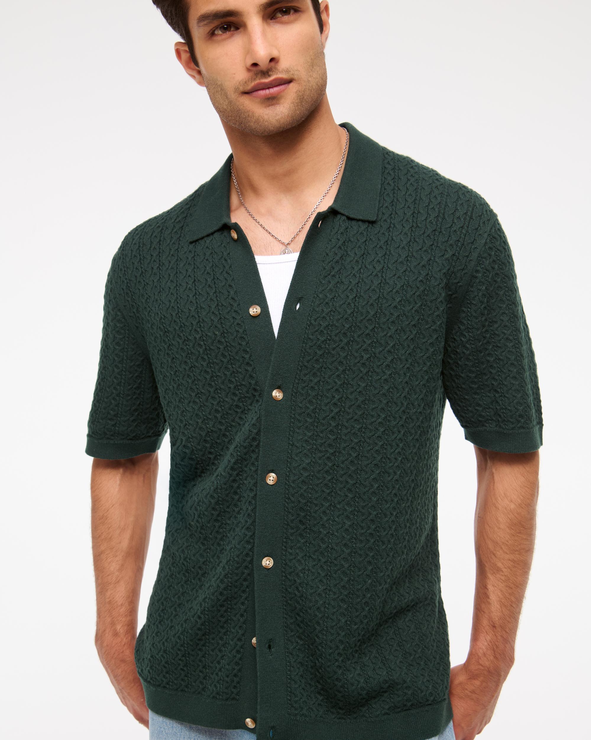 Cable Button-Through Sweater Polo Product Image