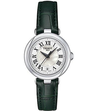 Tissot Womens Bellissima Quartz Analog Green Croco Leather Strap Watch Product Image