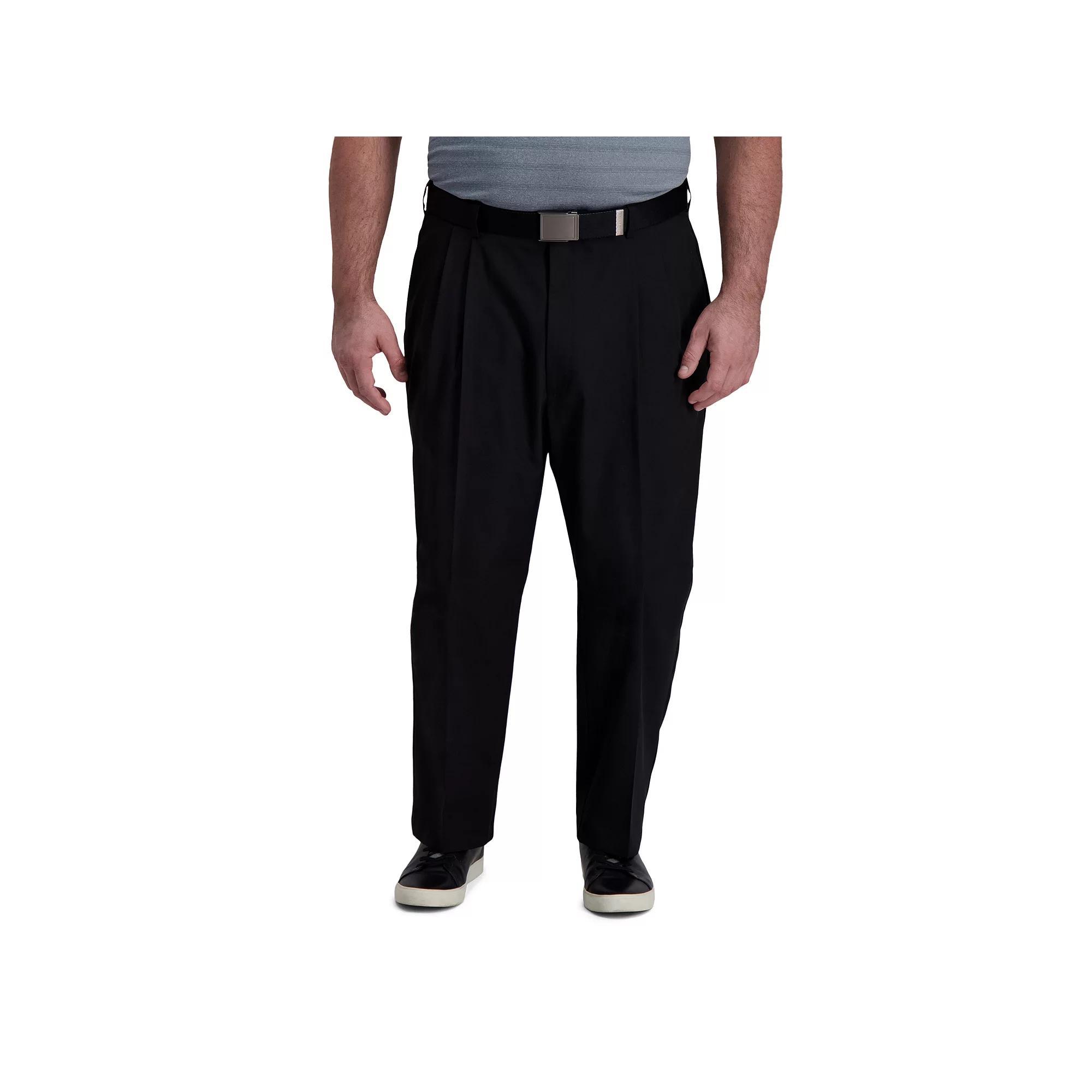 Big & Tall Haggar® Cool Right® Classic-Fit Pleated Performance Flex Pants, Men's, Size: 46X29, Black Product Image