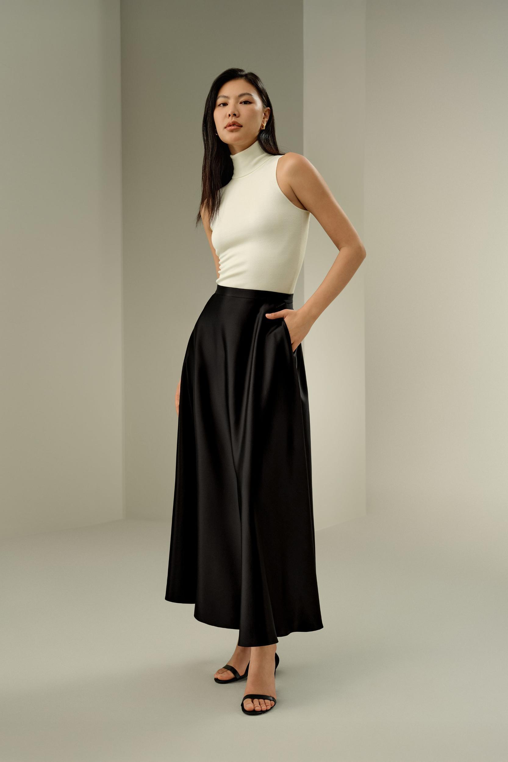 A-Line Silk Maxi Skirt Product Image