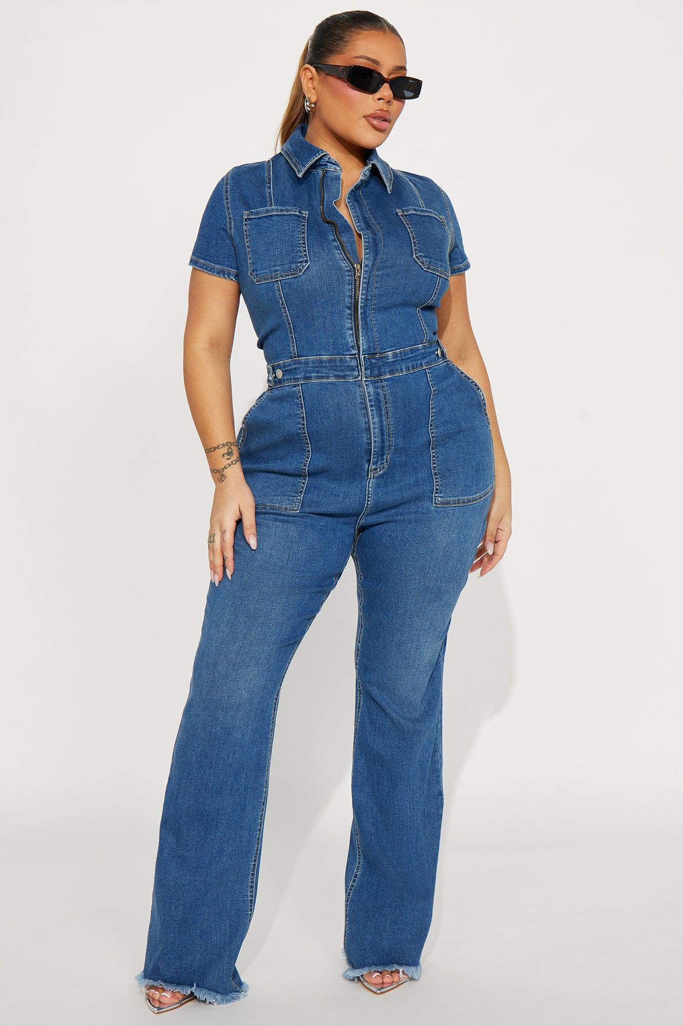 Fair And Square Denim Jumpsuit  - Medium Wash Product Image