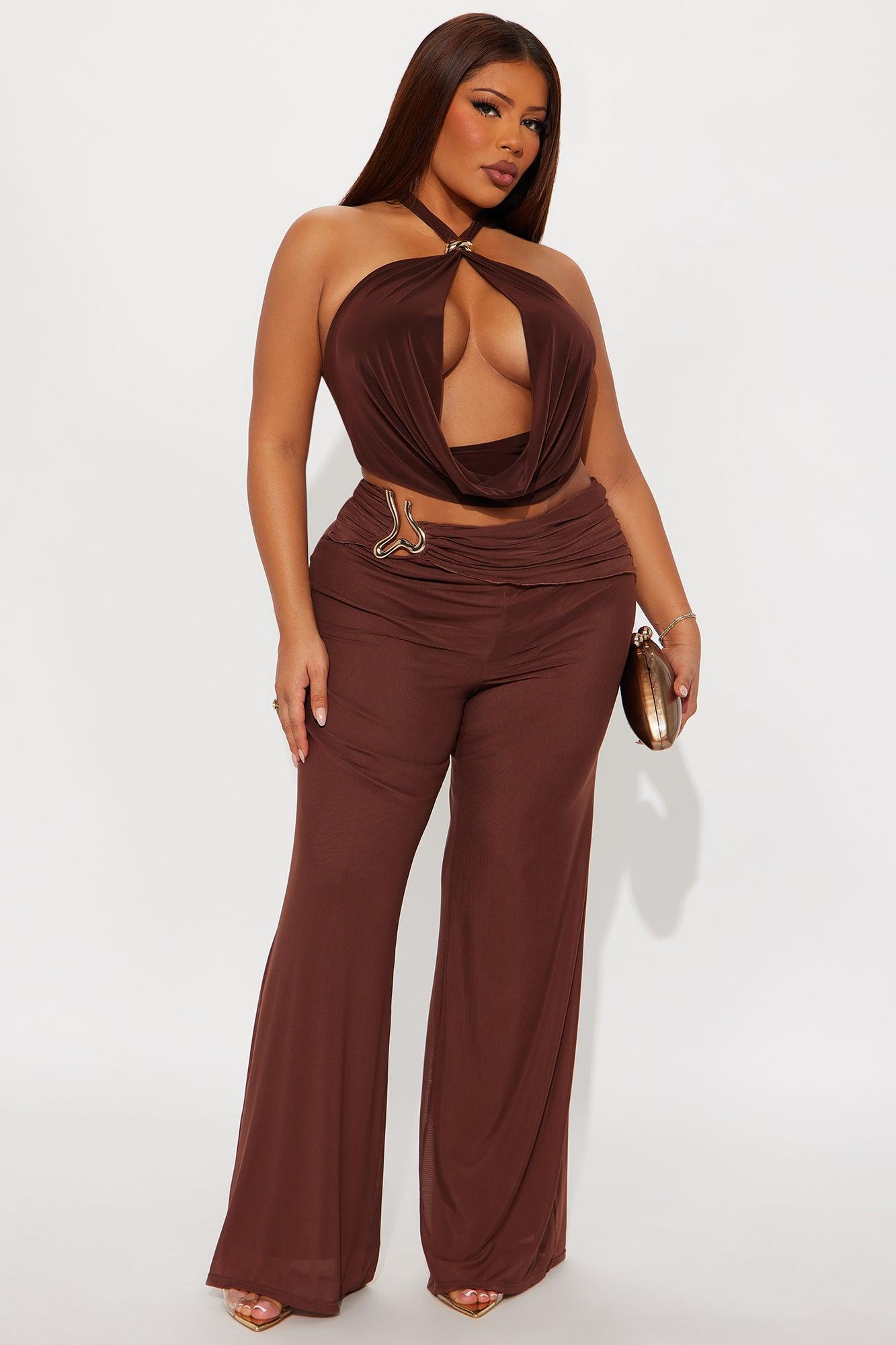 No Set Boundaries Mesh Wide Leg Pant - Brown Female Product Image