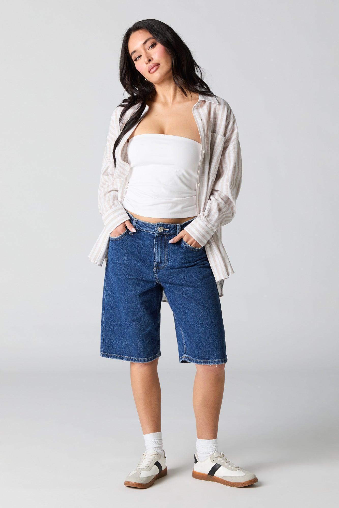 Semi Sheer Oversized Button-Up Top Female Product Image