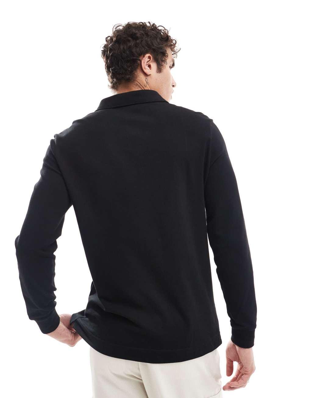 Lacoste long sleeve polo shirt in black  Product Image