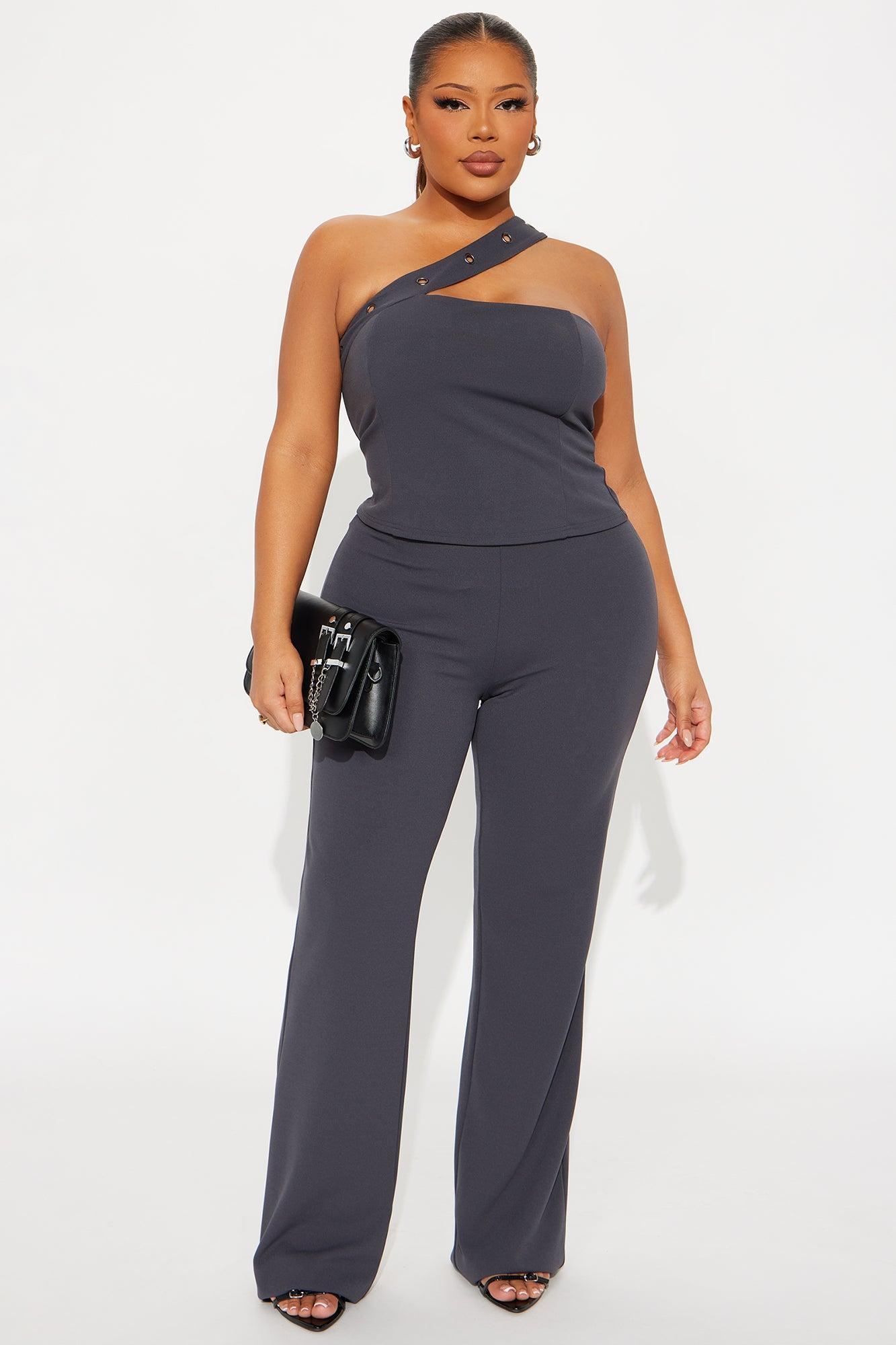 Bold Moves Grommet Pant Set - Grey Female Product Image