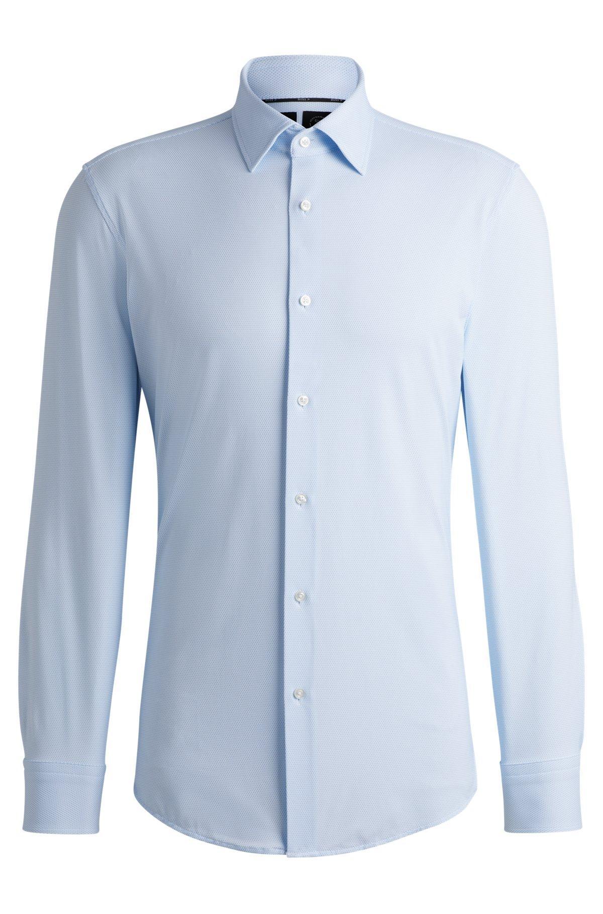 Slim-fit shirt in performance-stretch structured fabric Product Image
