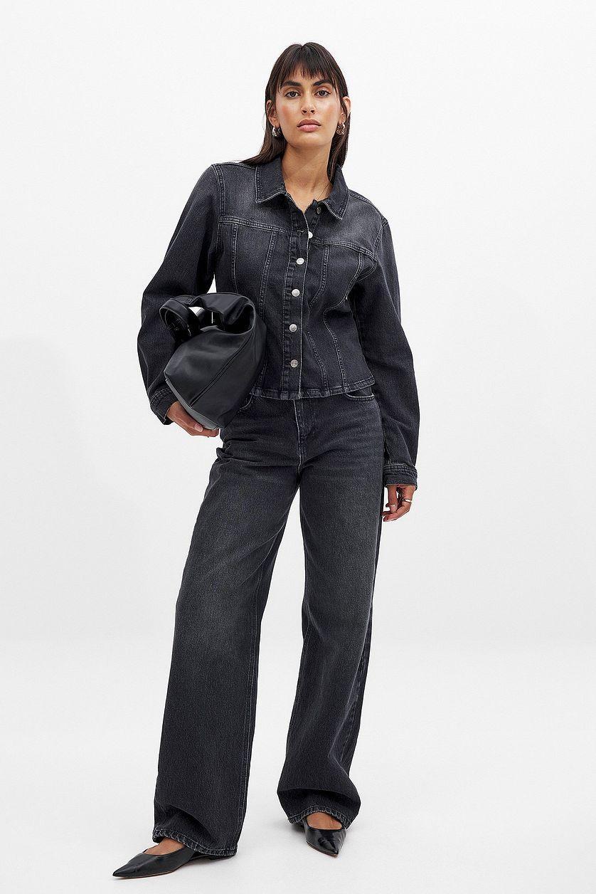 Long Sleeved Fitted Denim Shirt Product Image