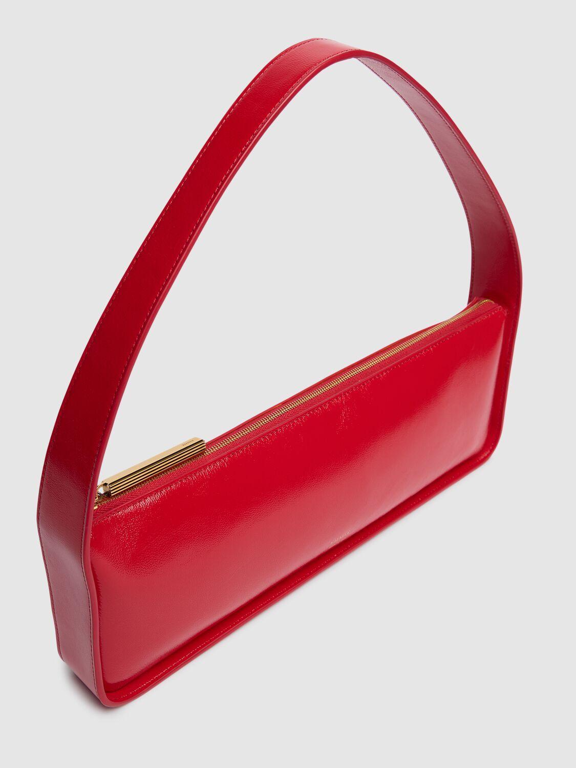 KHAITE Lori Crackle Patent Leather Shoulder Bag In Red Product Image