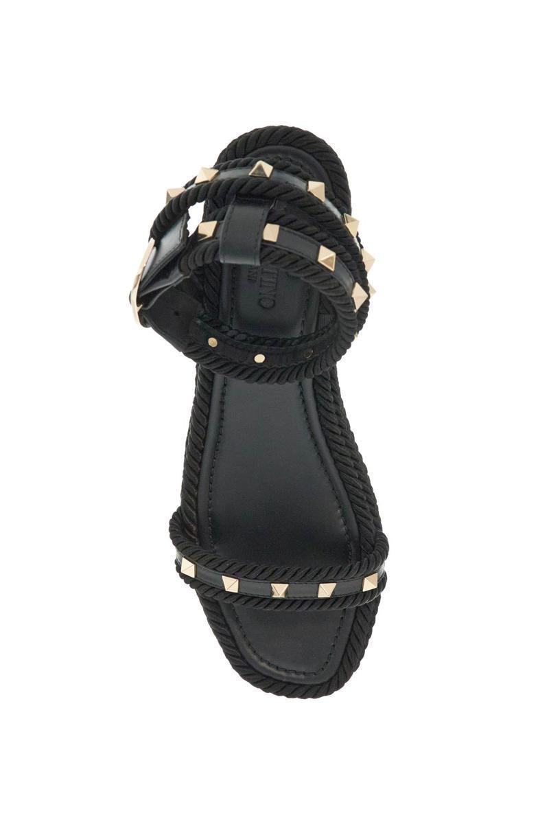 VALENTINO GARAVANI Rockstud Flatform Sand In Black Product Image