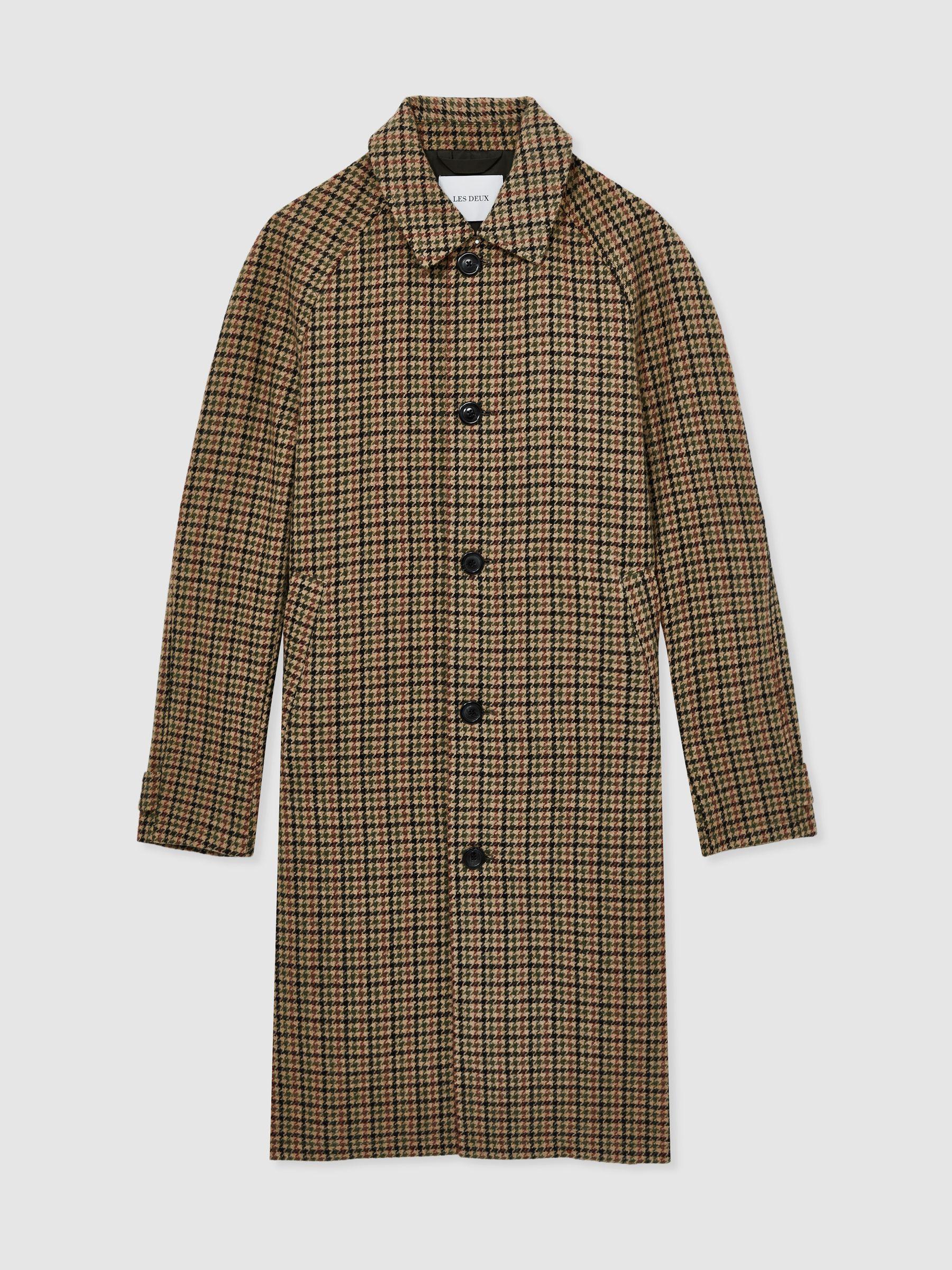 Les Deux Wool-Blend Houndstooth Coat in Brown/Black Product Image
