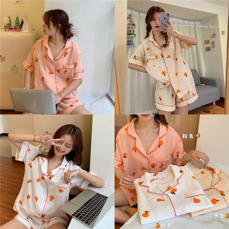 Pajama Set: Printed Short-Sleeve Top + Shorts Product Image