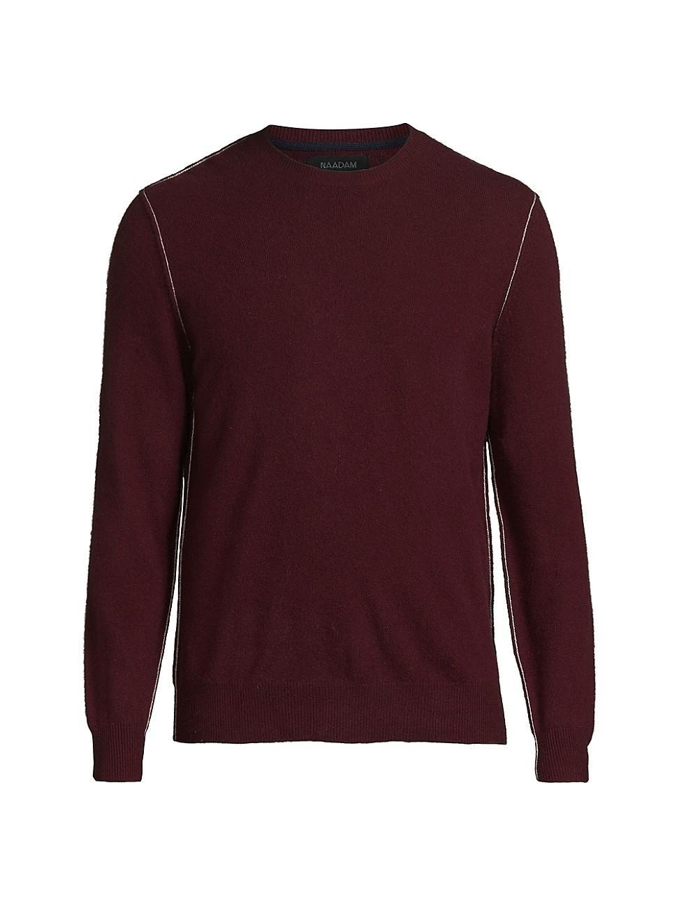 Mens Contrast-Trimmed Cashmere Crewneck Sweater Product Image