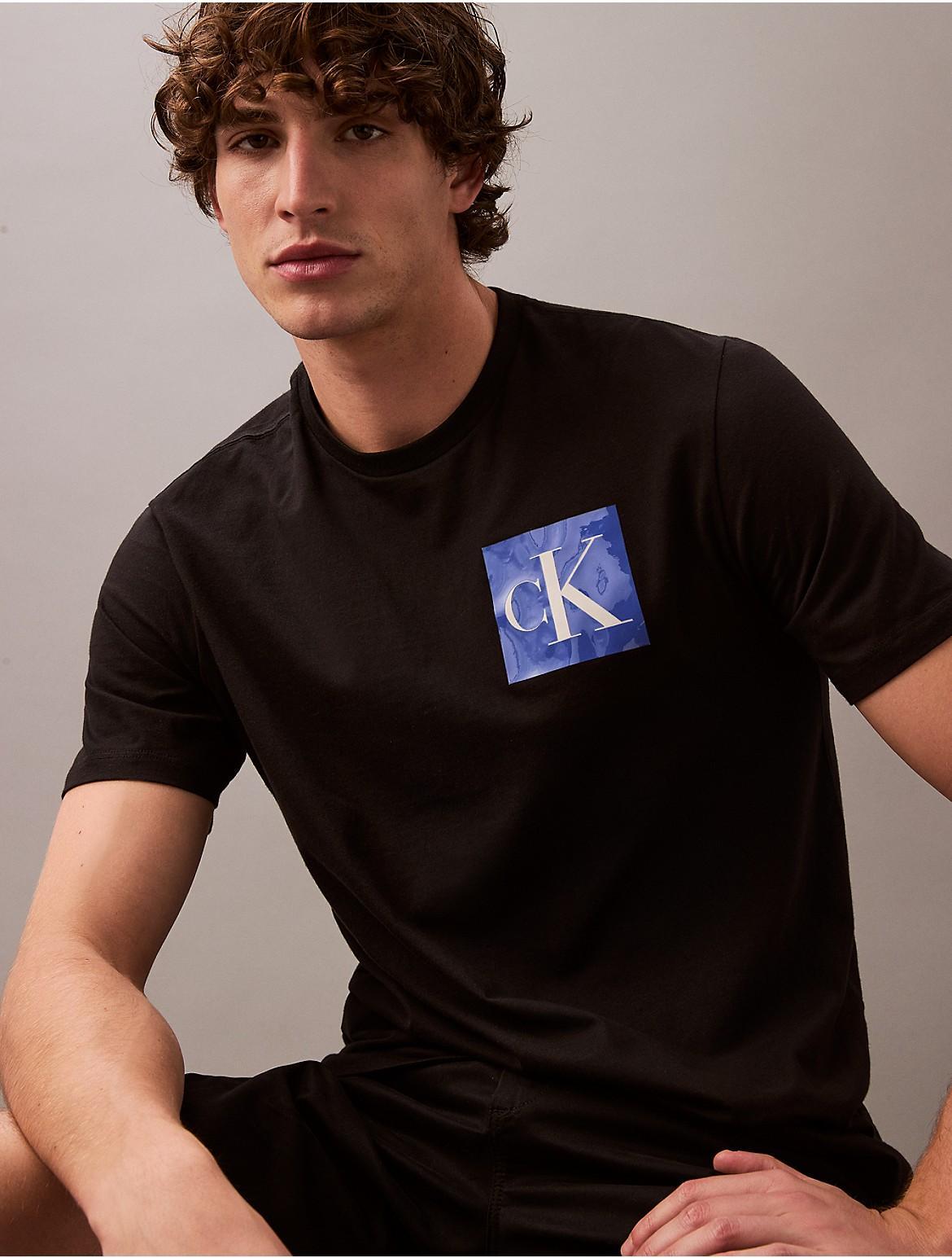 Calvin Klein Mens Monogram Logo Box Graphic Classic T-Shirt - Black - L Product Image