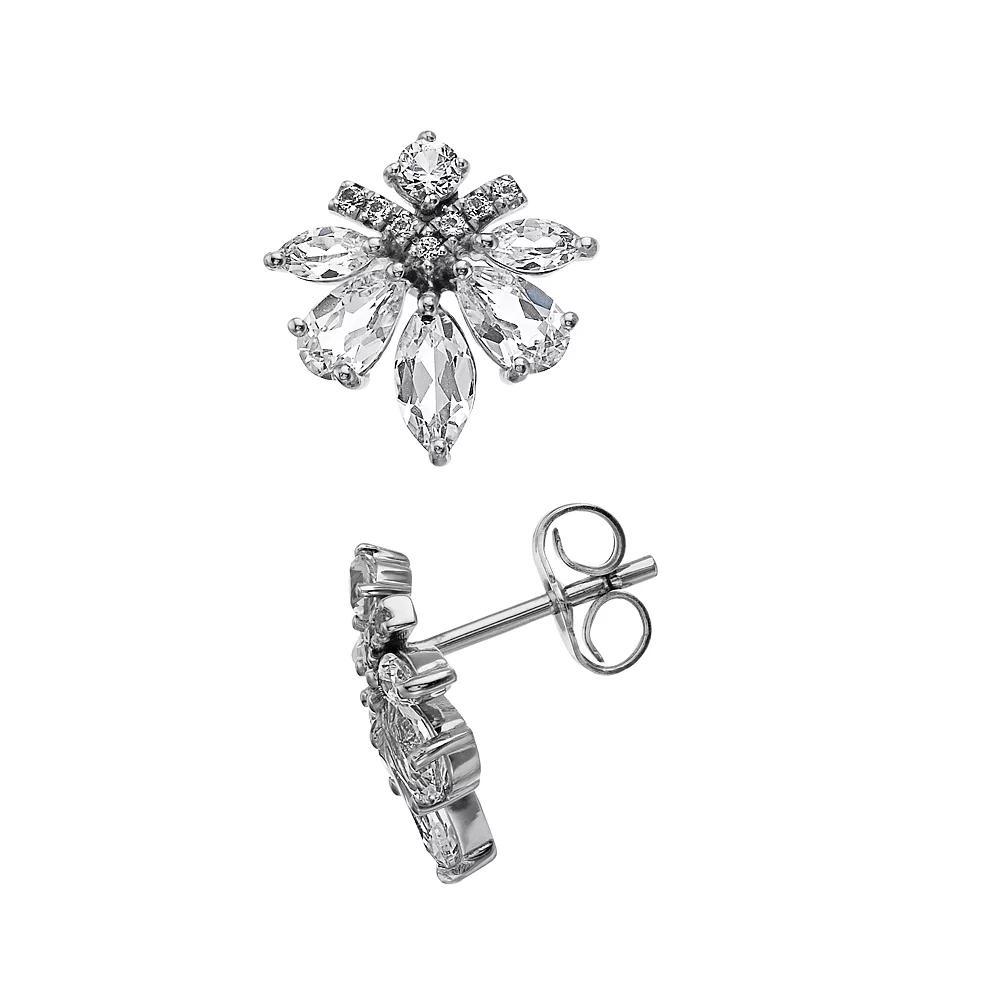 Sterling Silver Lab-Created White Sapphire Stud Earrings, Women's Product Image