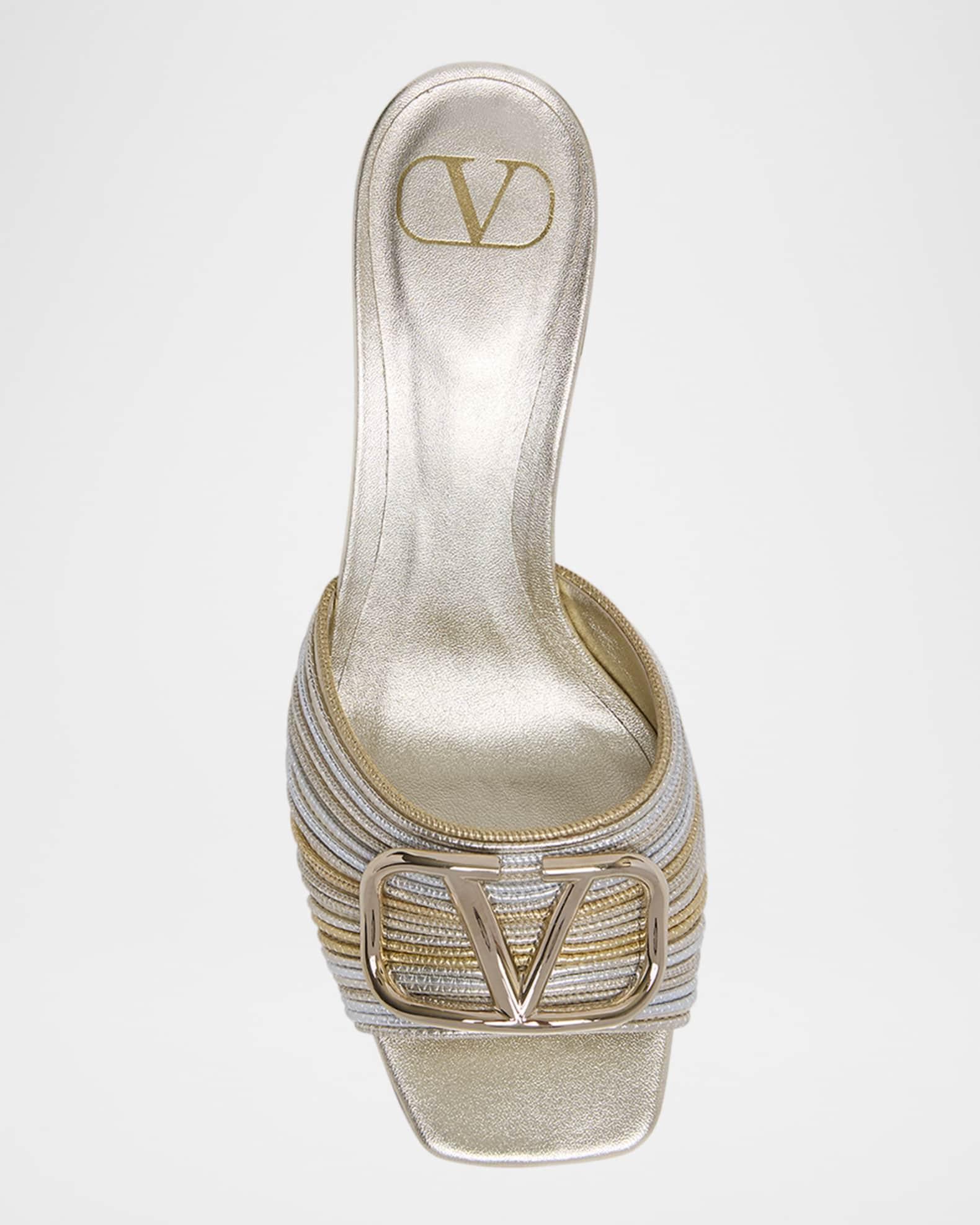VLogo Metallic Medallion Slide Sandals Product Image