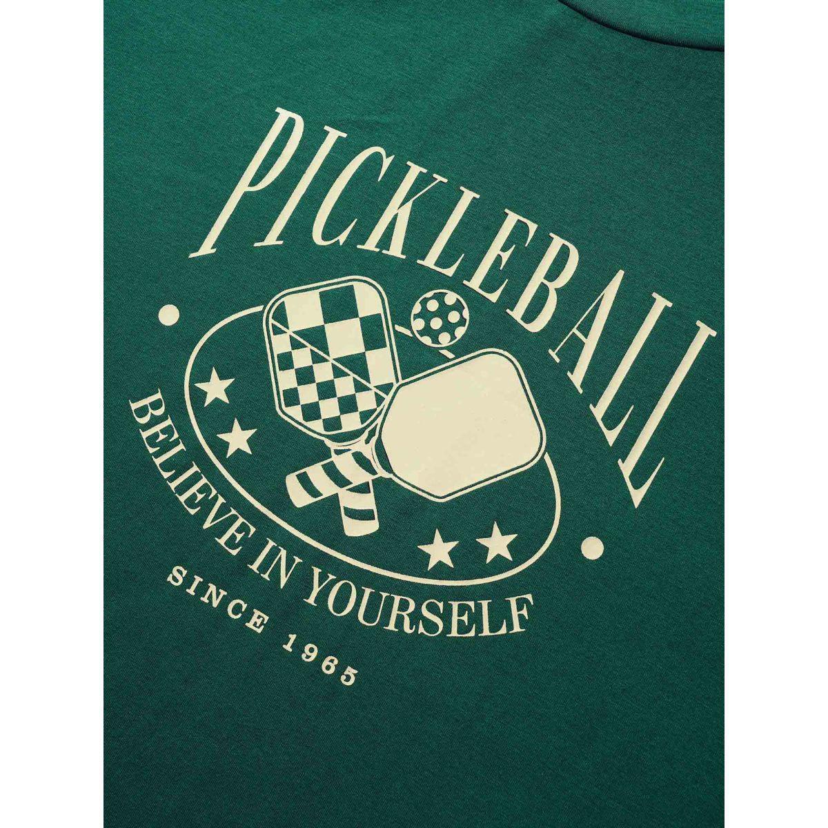 Plus Size Letter Print Crew Neck T-shirt Truegreen Women Casual Contrast Art&design Round Neck Everyday T-shirts BloomChic 10/M Product Image