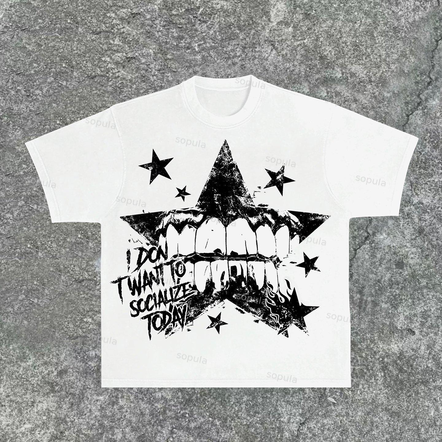 Sopula Trend Street Text Typesetting Print Cotton T-Shirt Product Image