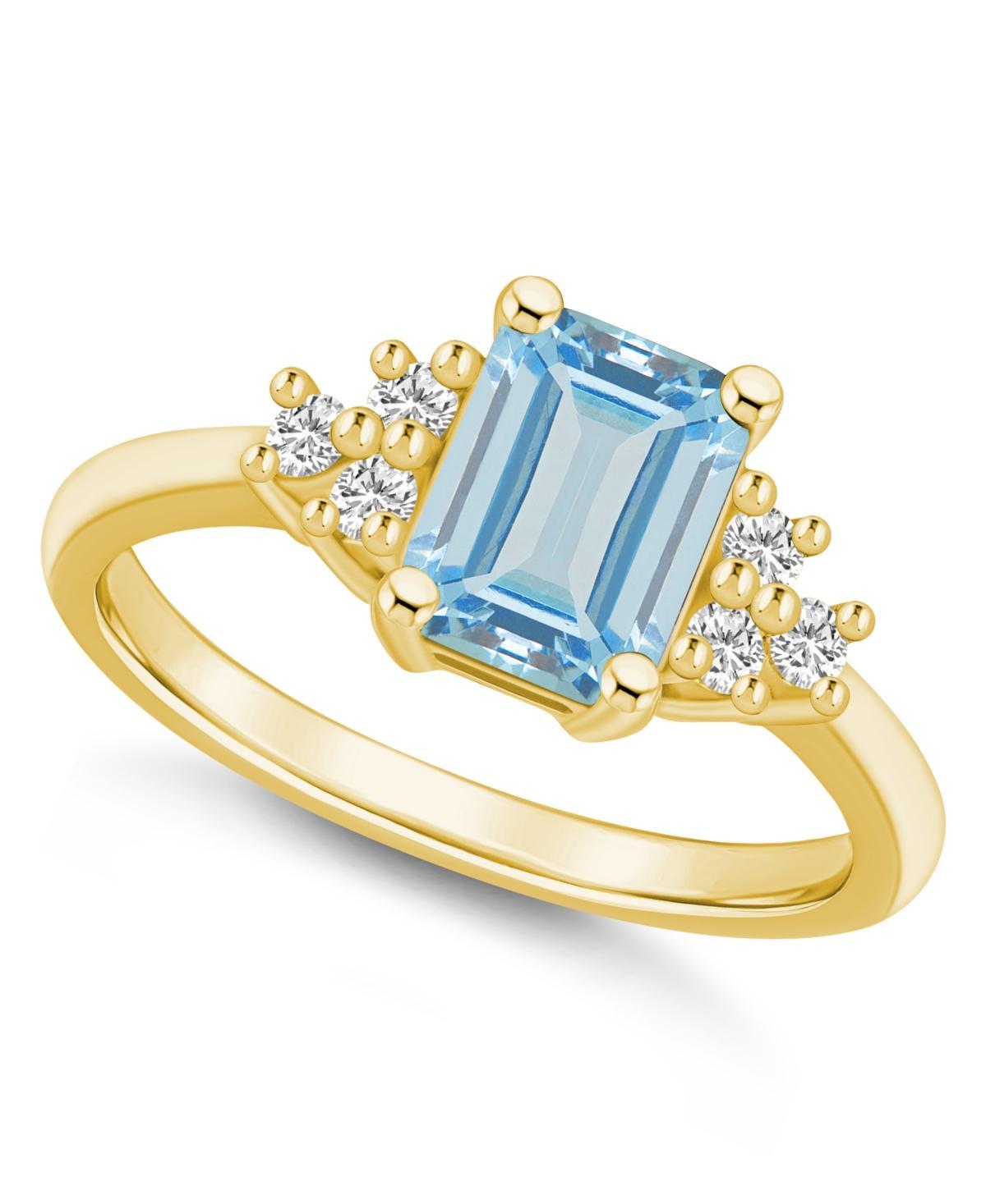 Alyson Layne 14k White Gold Emerald-Cut Aquamarine & 1/5 Carat T.W. Diamond Ring, Womens Product Image