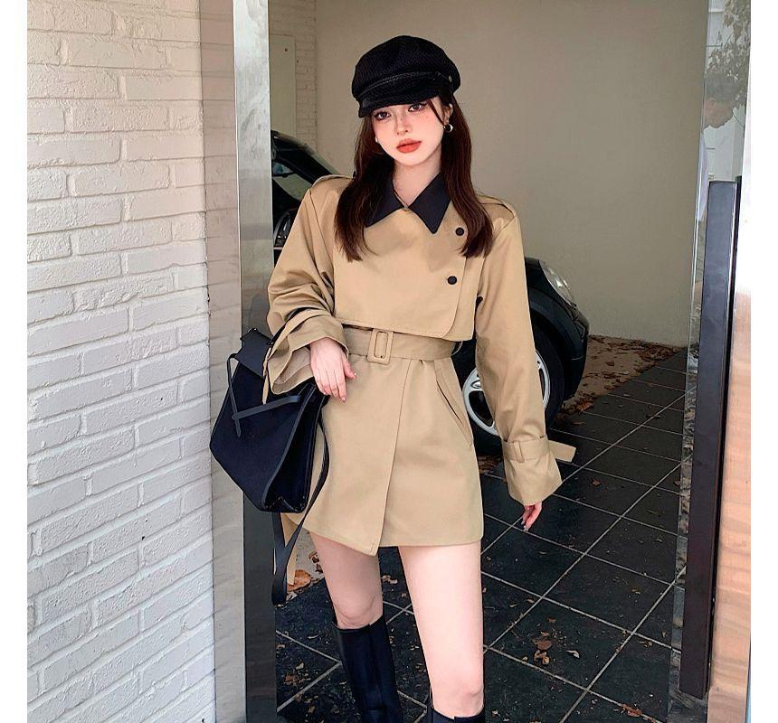 Plain Belted Trench Jacket Product Image