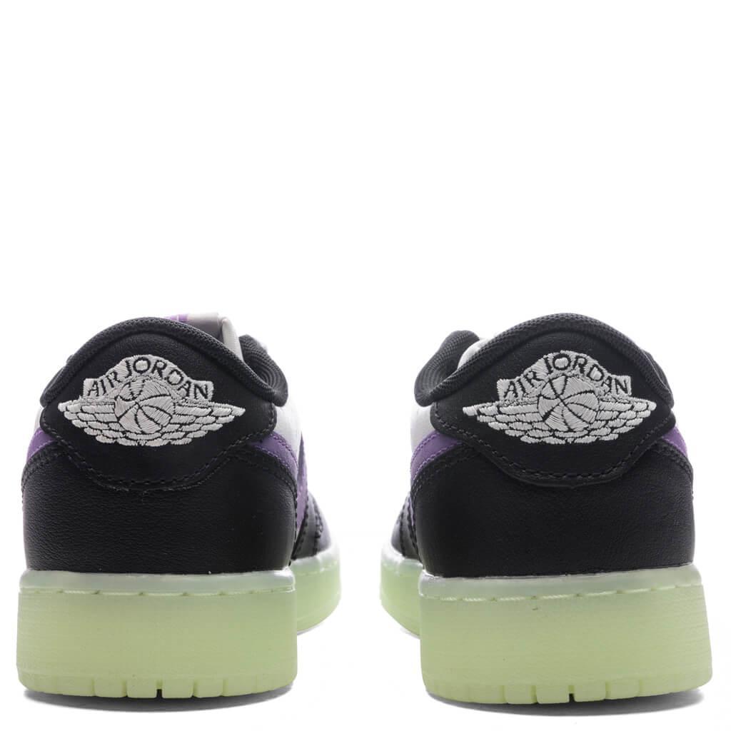 Air Jordan 1 Retro Low OG (GS) - Black/Black Raspberry/Volt Tint Male Product Image