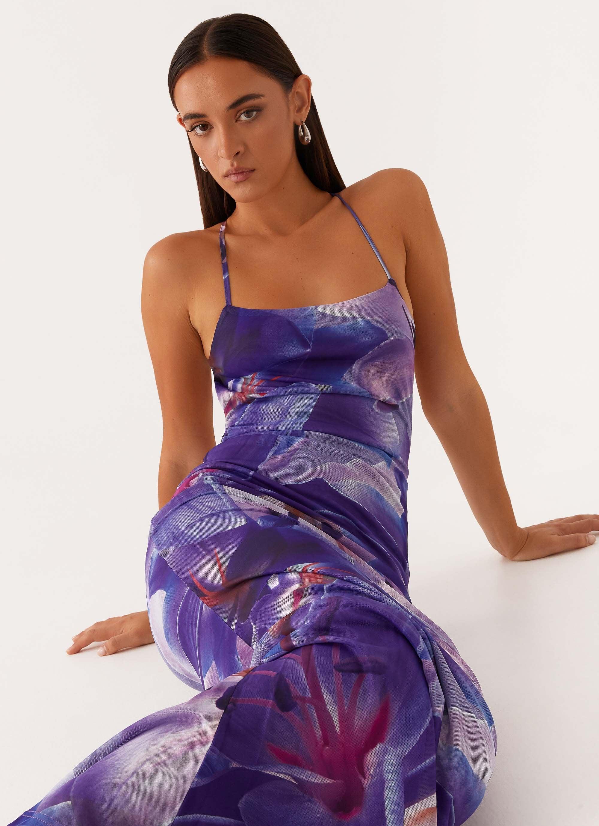 Livia Maxi Dress - Purple White Lilly Product Image