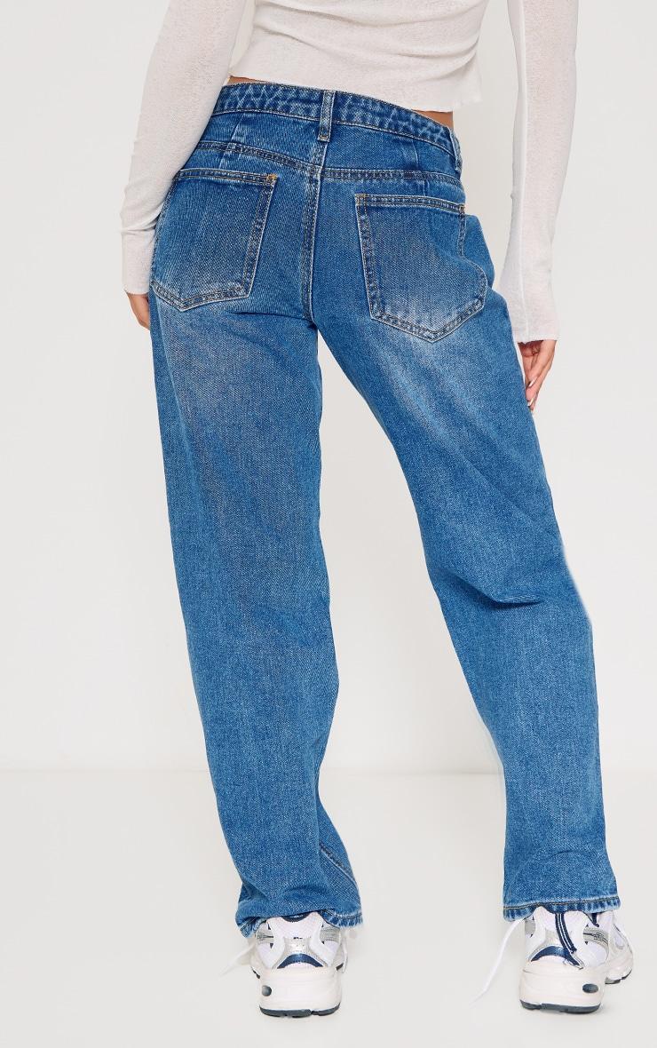 Petite Indigo Blue Wash Rigid Low Rise Straight Leg Jeans Product Image