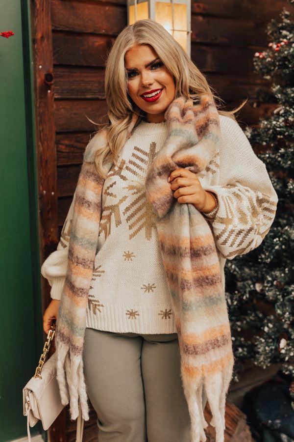 Falling Snowflakes Sweater In Cream Curves Product Image