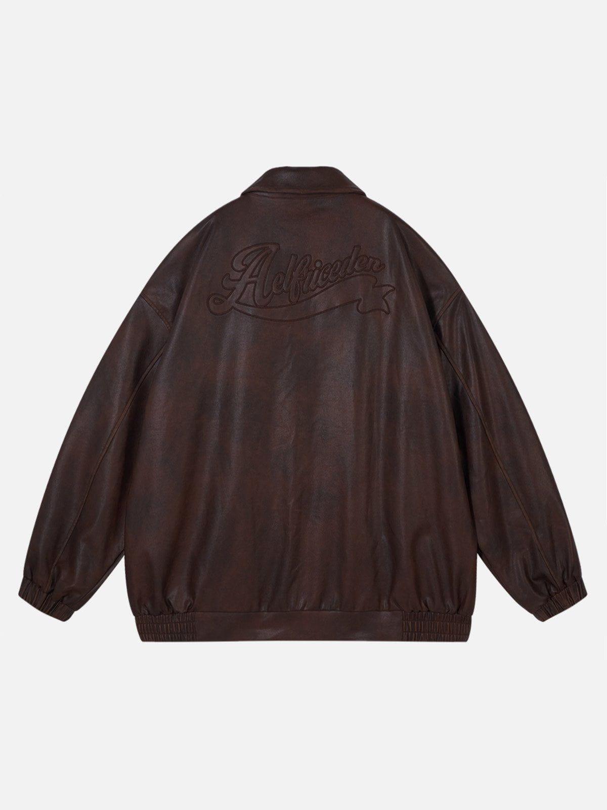 Aelfric Eden Embroidery Faux Leather Jacket Product Image