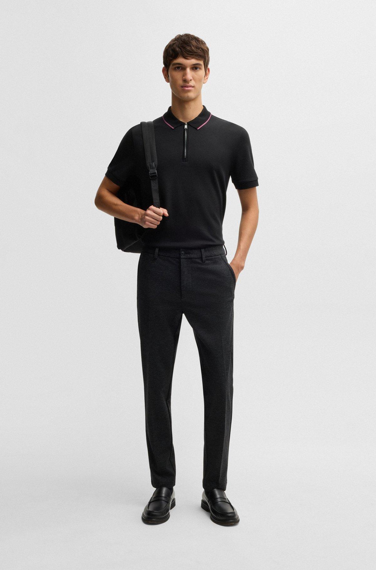 Structured-cotton polo shirt with zip placket Product Image