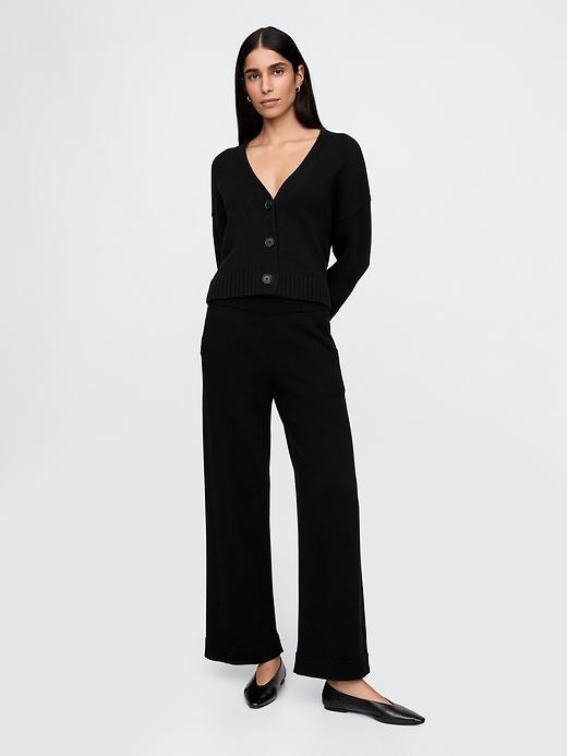 100% Cotton Relaxed Sweater Pants Product Image