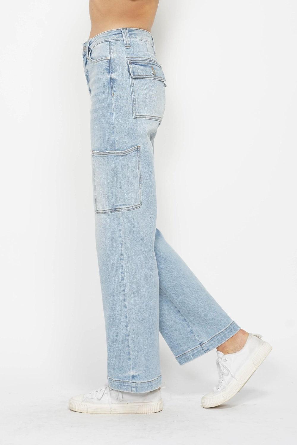 Paislee High Waist Straight Cargo Judy Blue Jeans - ONLINE EXCLUSIVE! Product Image