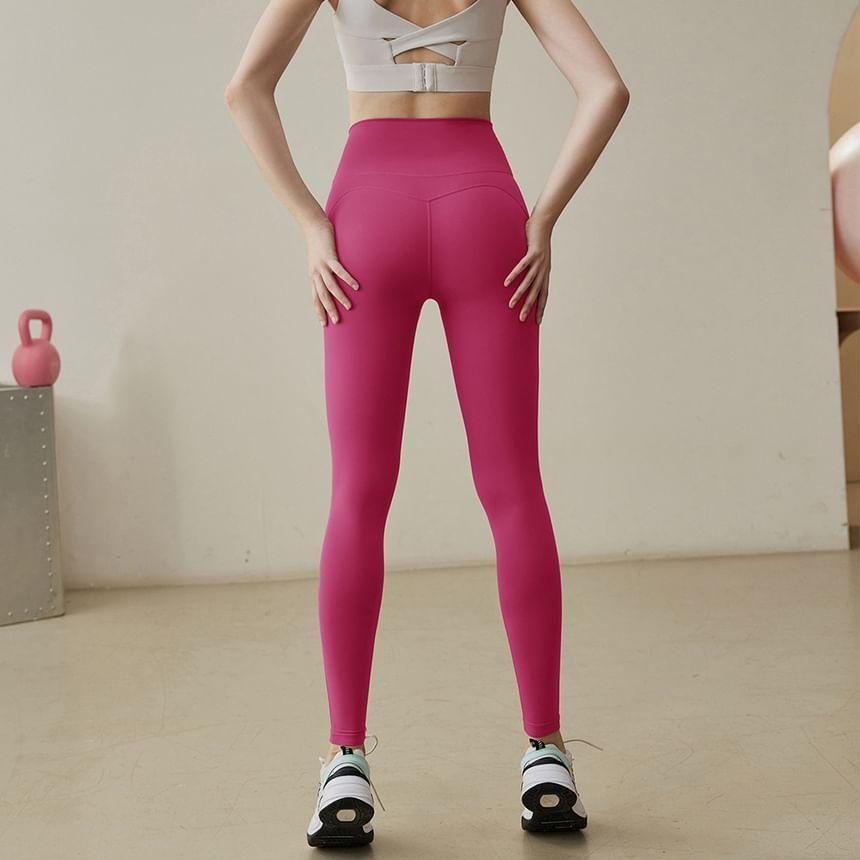 High Waist Plain Sports Leggings Product Image