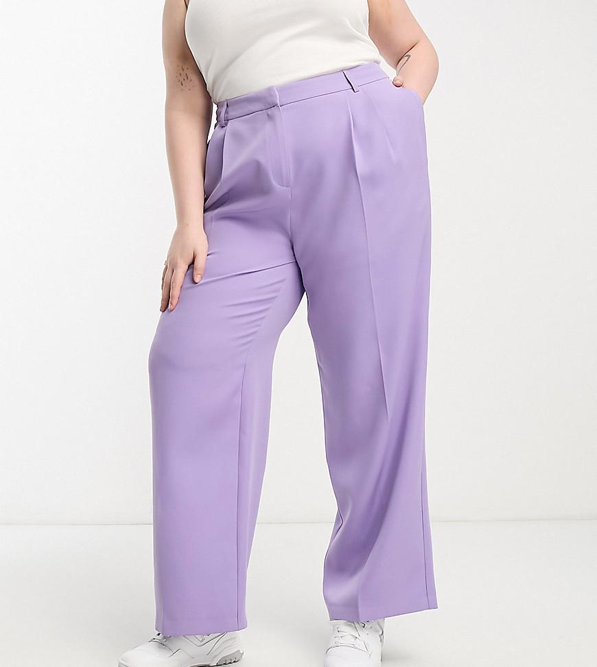 Yours tailored wide leg pants in purple Product Image