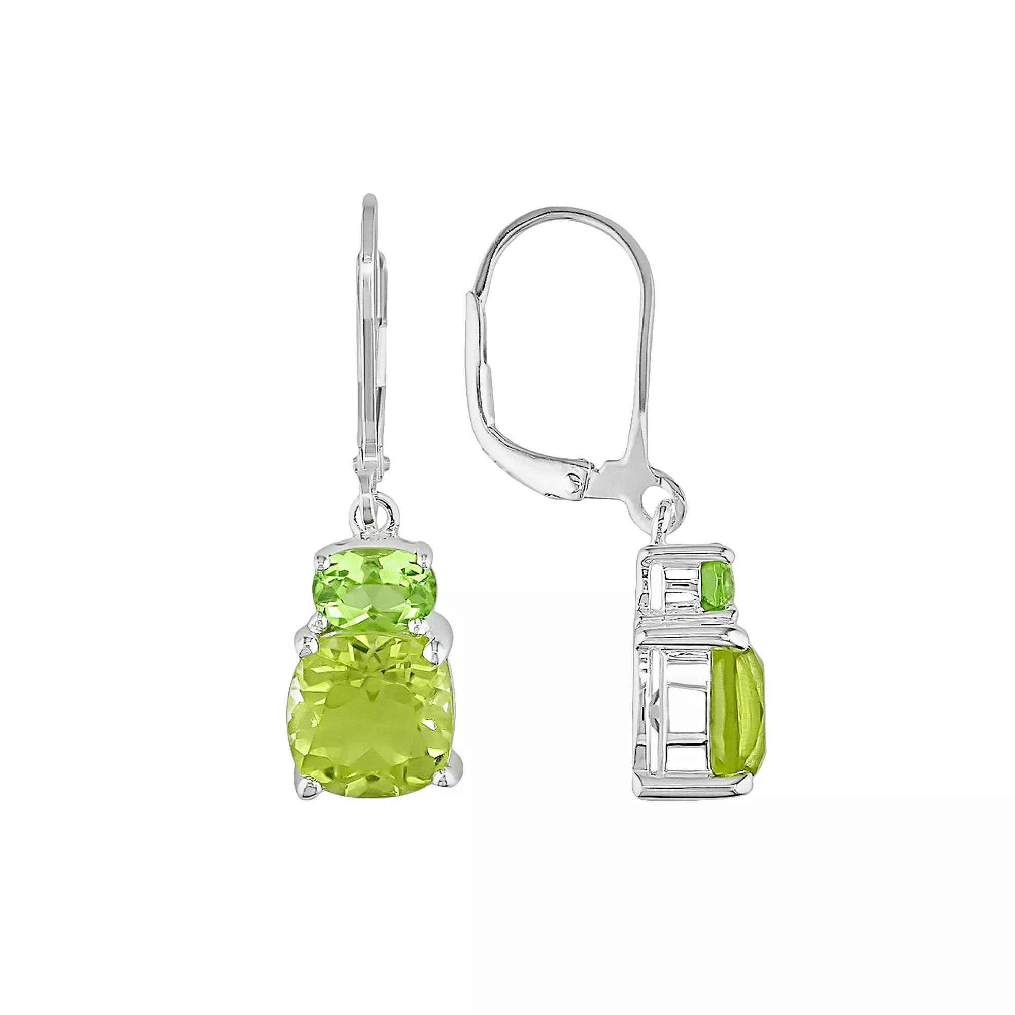 Stella Grace Sterling Silver Peridot and Lemon Quartz Drop Earrings, Women's, Yellow And Peridot Product Image