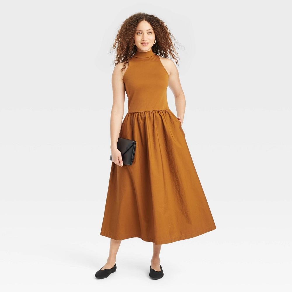 Women's Maxi A-Line Dress - A New Day™ Brown XS Product Image