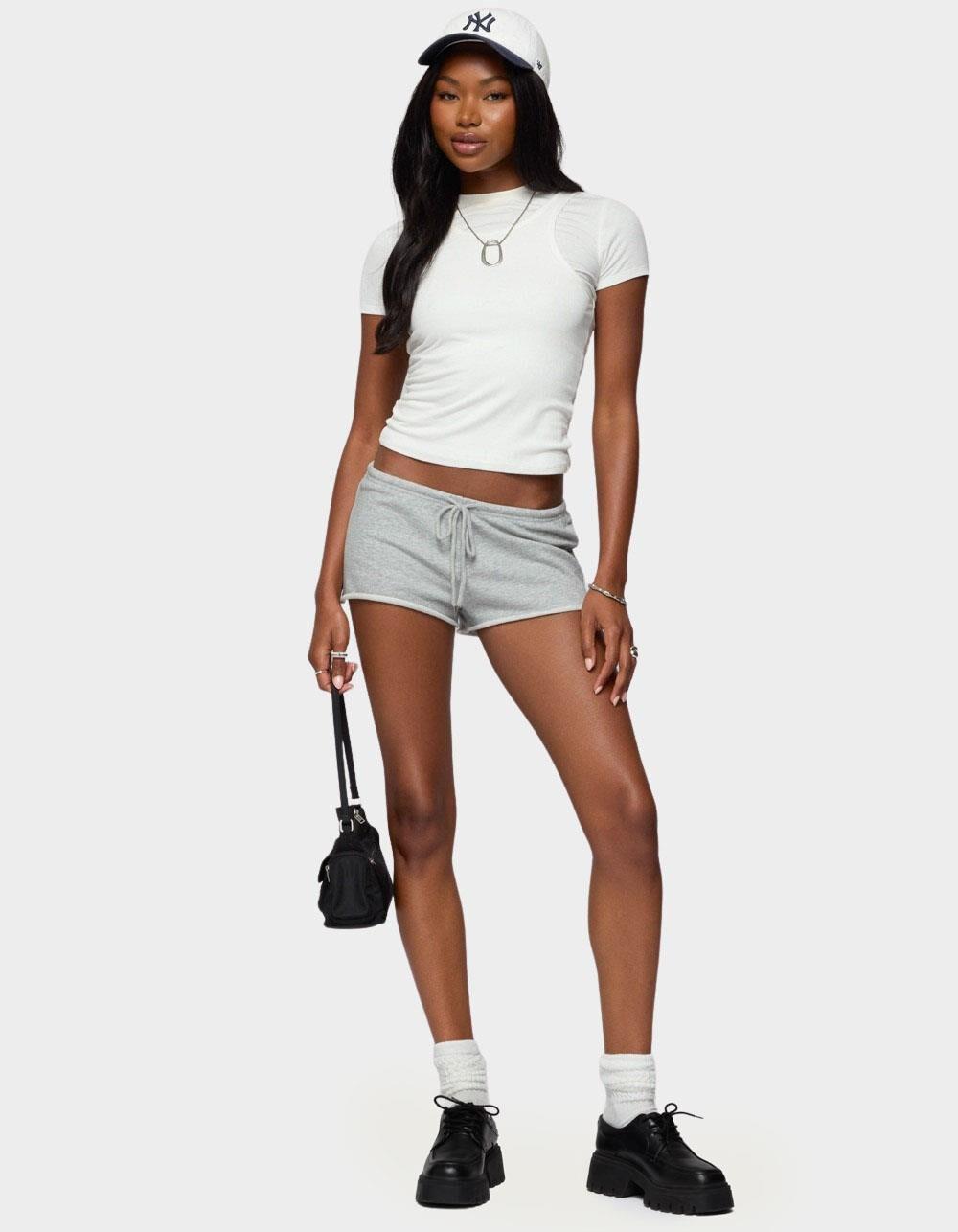 EDIKTED Leeroy French Terry Shorts - GRAY Product Image