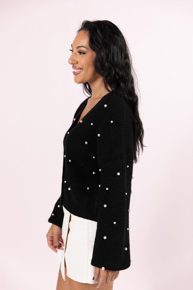 Beautiful Memories Black Pearl Embellished Cardigan FINAL SALE Product Image