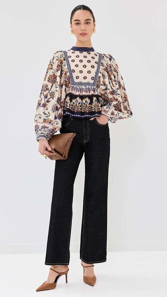 FARM Rio Ainika Maxi Floral Cream Blouse | Shopbop Product Image