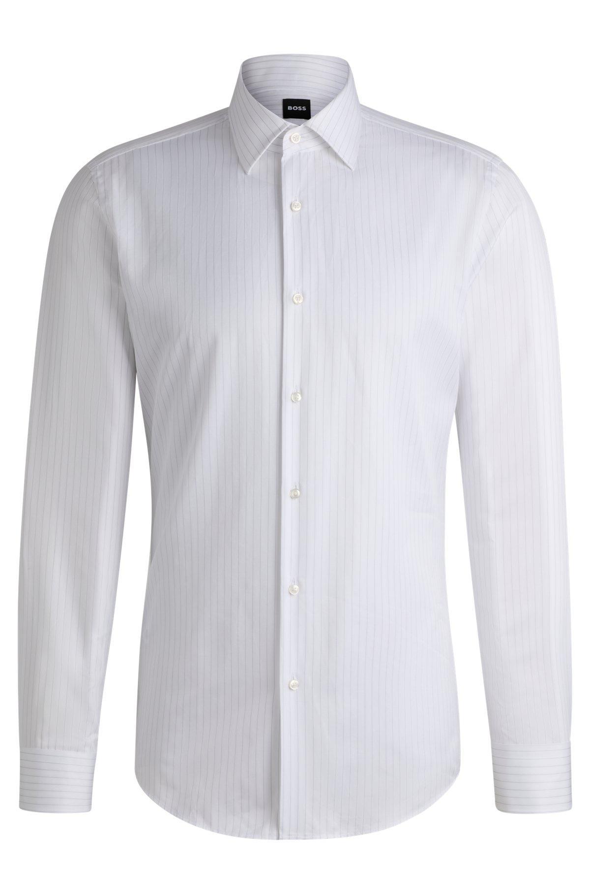 Slim-fit shirt in striped cotton twill Product Image