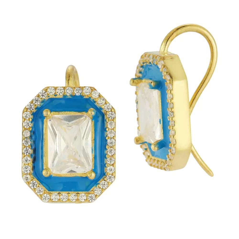 Sunkissed Sterling Cubic Zirconia & Blue Enamel Earrings, Women's, Gold Tone Product Image
