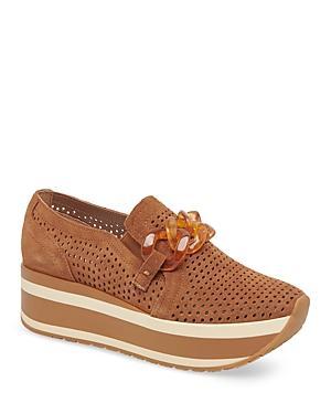 Dolce Vita Jhenee Perforated Suede Chain Detail Platform Loafers Product Image