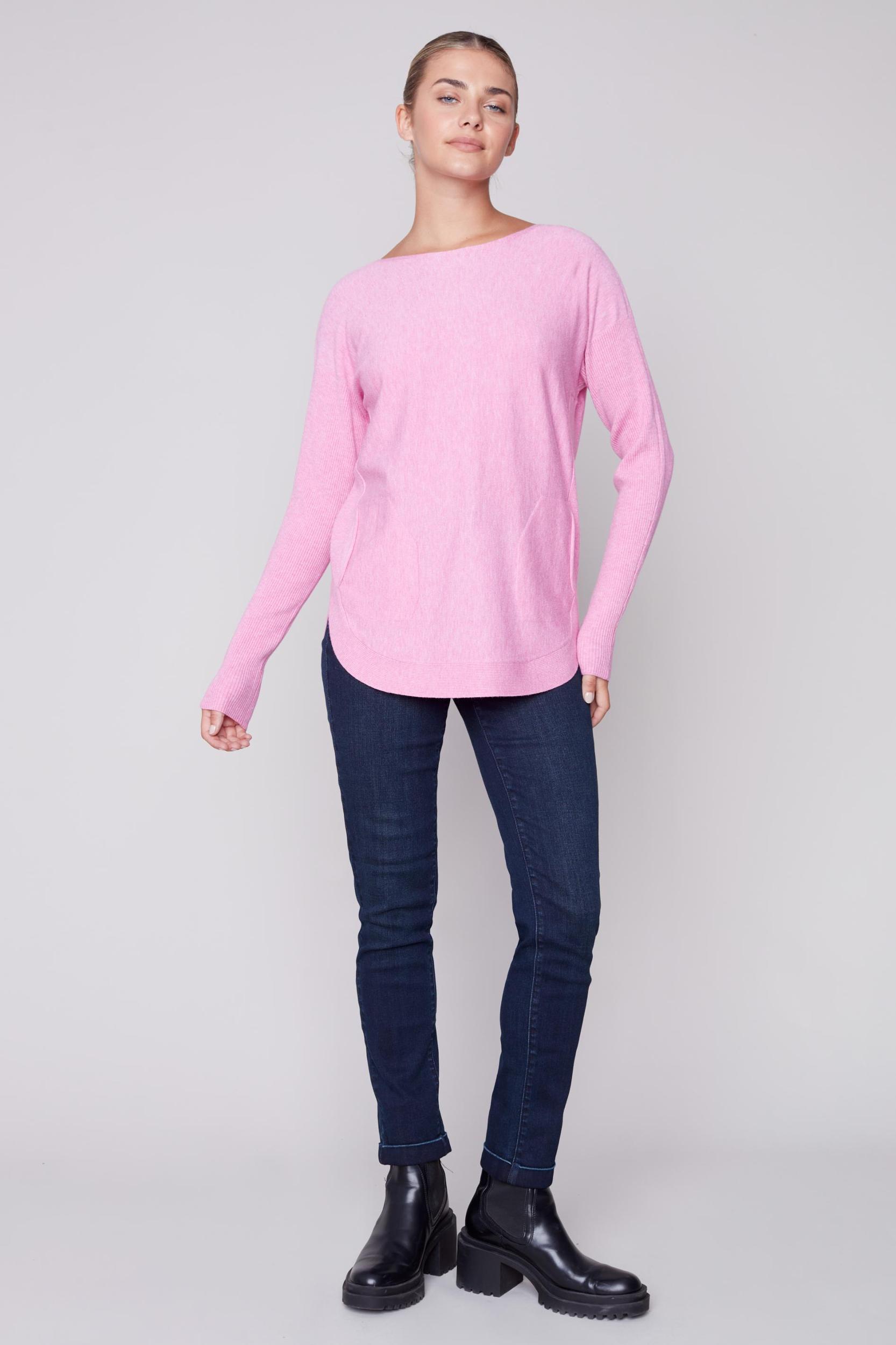 Long Sleeve Sweater with Back Eyelet Detail Product Image